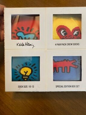 Keith Haring 4-Pack Crew Socks - Multicolor Graphic Designs